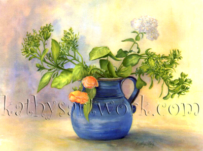 Blue Vase With Two Roses