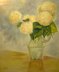 Hydrangeas in a Tall Vase