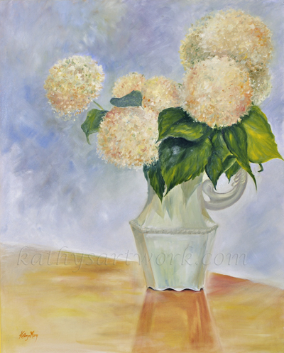 Hydrangeas in a Tall Vase