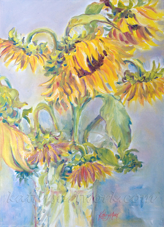 Sunflowers in a Crystal Vase