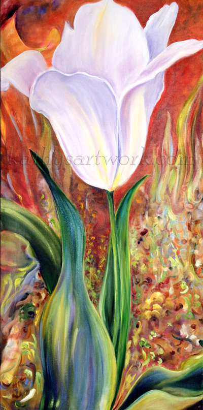 White Tulip with Yellow Glow